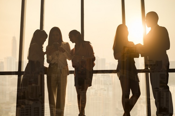 Group at a new working event